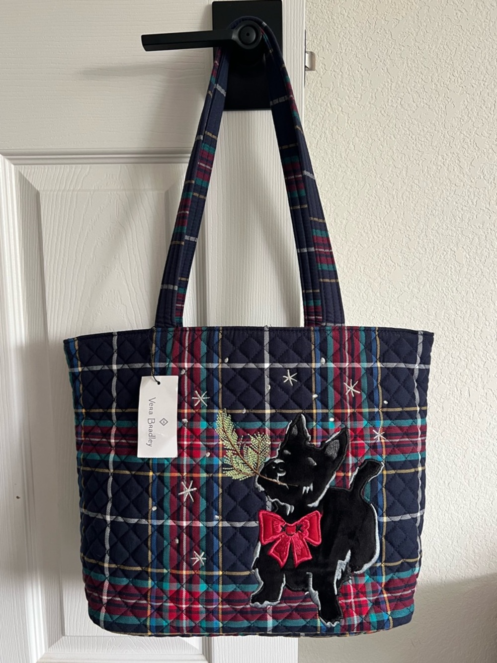 Vera Bradley Quilted Plaid Scottie Dog Small Tote